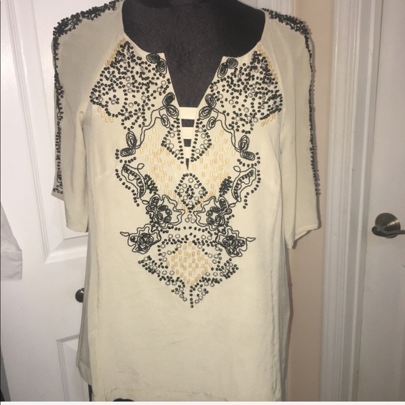 Nanette lepore 100% silk beaded top - Picture 5 of 8